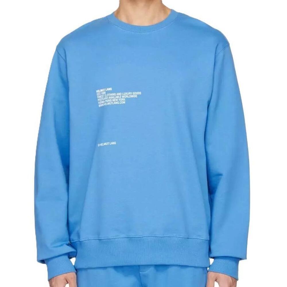 Helmut Lang Mens Postcard Graphic Sweatshirt Sz Small Pond Blue French Terry NWT - Picture 7 of 12